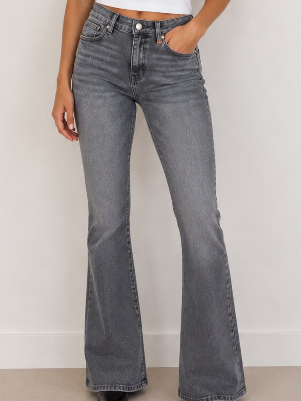 Zara Gray High Rise Flare Jean 4